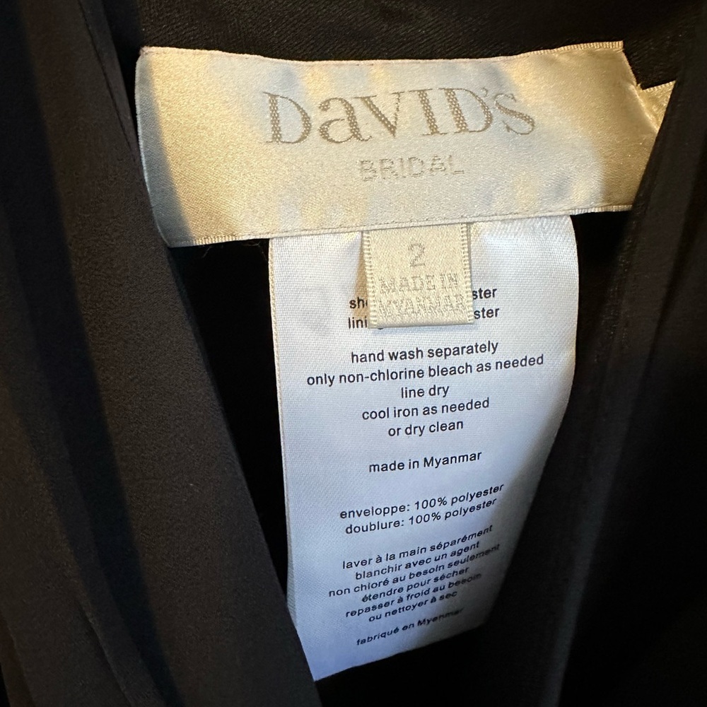 DAVID’S BRIDAL | Long Black Formal Georgette VNeck Dress - Picture 2 of 3